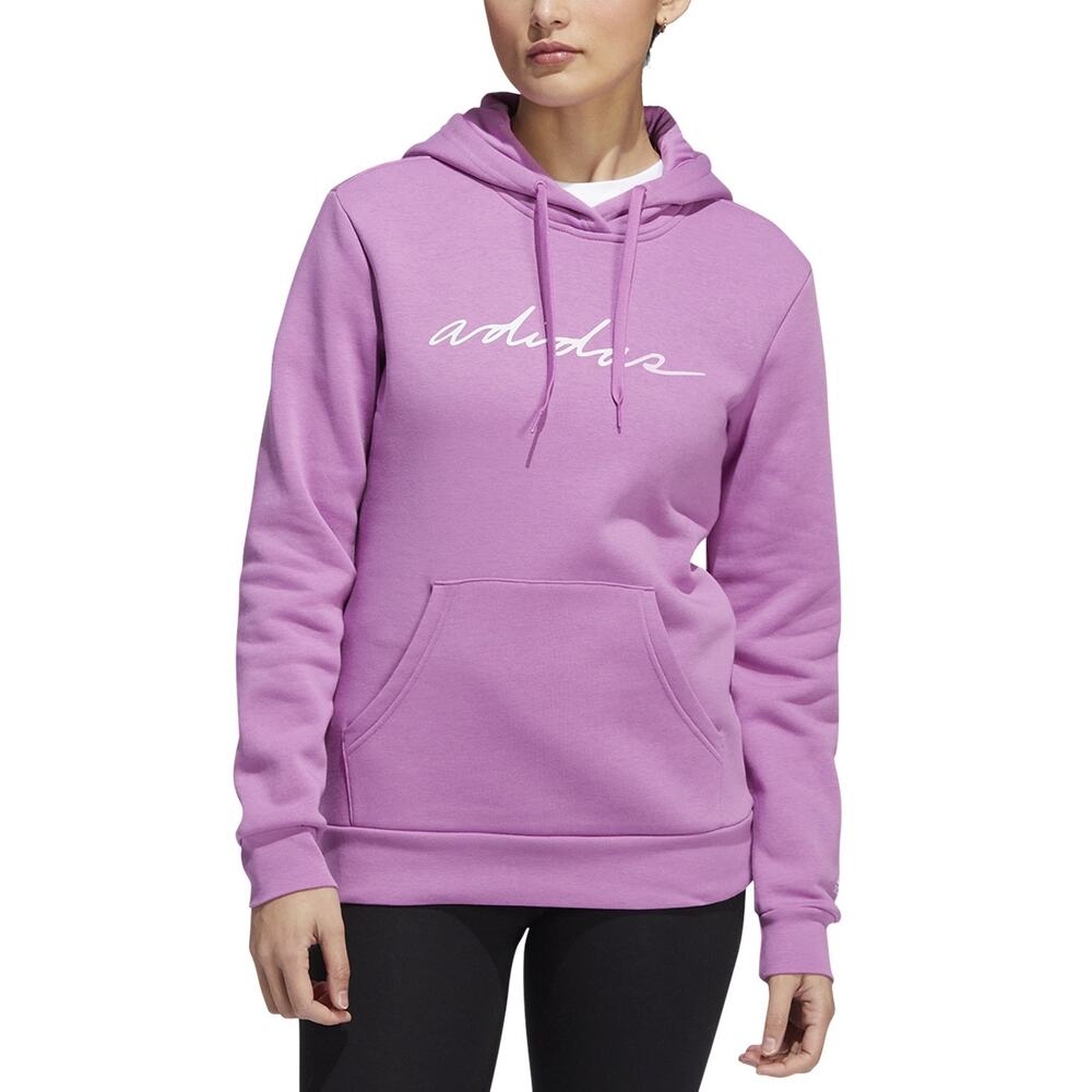 Adidas‎ Linear Script Fleece Hoodie Purple Athletic Hoodie Size M